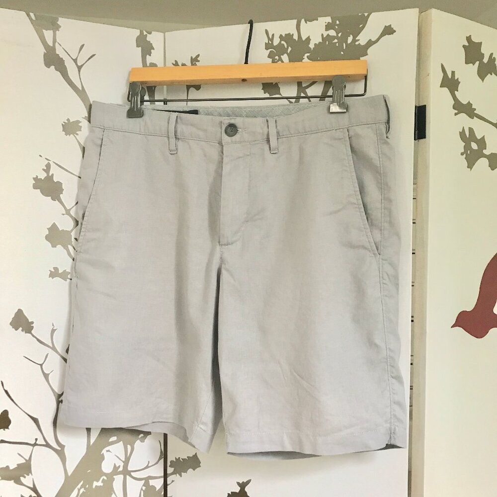 NEW Nordstrom Grey Linen Flat Front Shorts Size 32